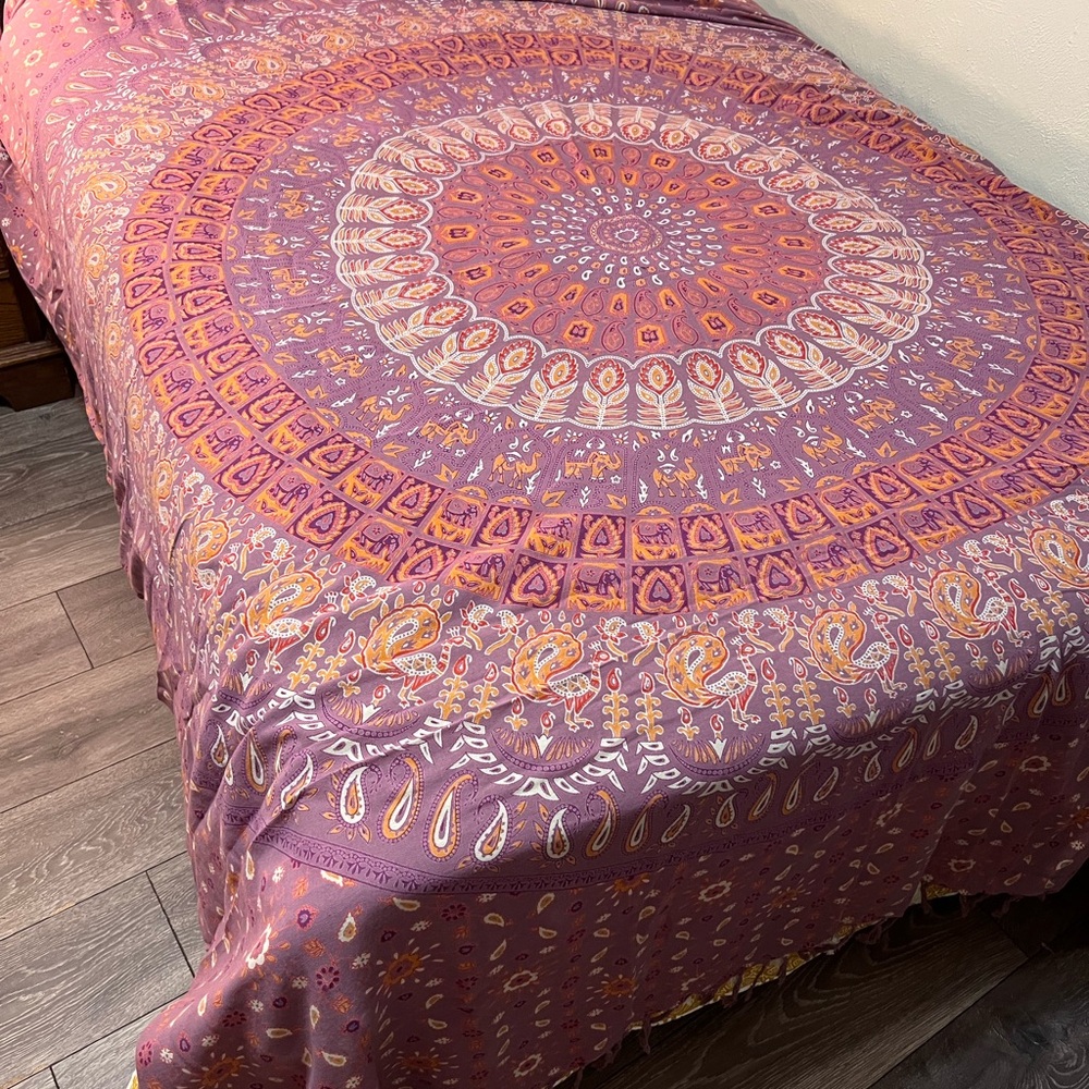 Urban Outfitters Home Full/Queen Fringed Bohemian Thin Spread or Wall Hanging